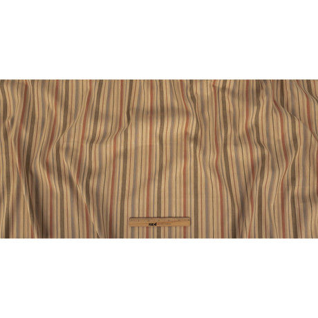 Olive, Tangerine and Smoke Gray Striped Stretch Linen and Rayon Woven