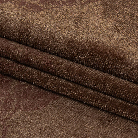 Floral Embossed Velour - Taupe and Metallic Rose Gold