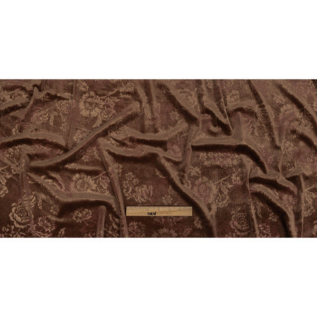 Floral Embossed Velour - Taupe and Metallic Rose Gold