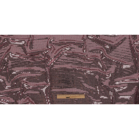 Stretch Knit with Square Metallic Sequins - Red Mahogany and Silver - Loud Lights Collection