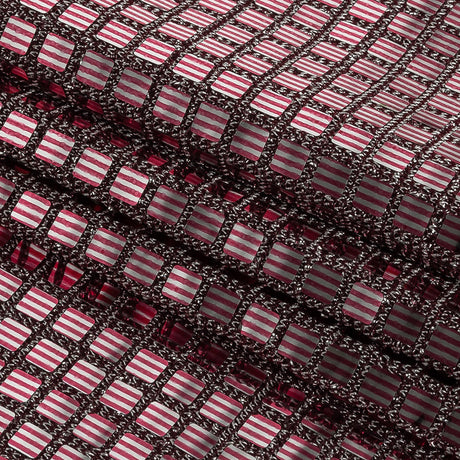 Stretch Knit with Square Metallic Sequins - Red Mahogany and Silver - Loud Lights Collection
