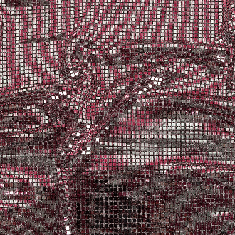 Stretch Knit with Square Metallic Sequins - Red Mahogany and Silver - Loud Lights Collection