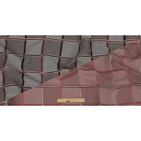 French Peat and Space Cherry Plaid Double Faced Jacquard Suiting
