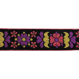 Black, Pink, Yellow and Sunset Purple Floral German Jacquard Cotton Ribbon - 0.9375"