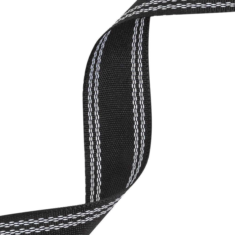 Caviar Webbing with Stitched Double Borders in White - 1"