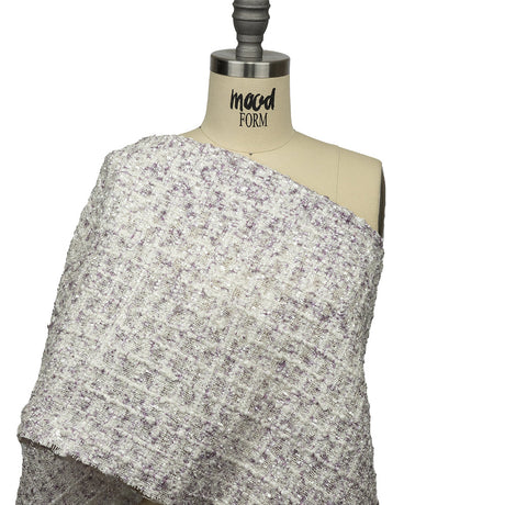 Newcastle White Sand and Lavender Frost Viscose and Acrylic Chenille Tweed