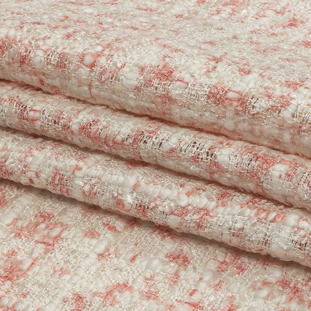 Newcastle Pink and Silver Coin Viscose and Acrylic Chenille Tweed