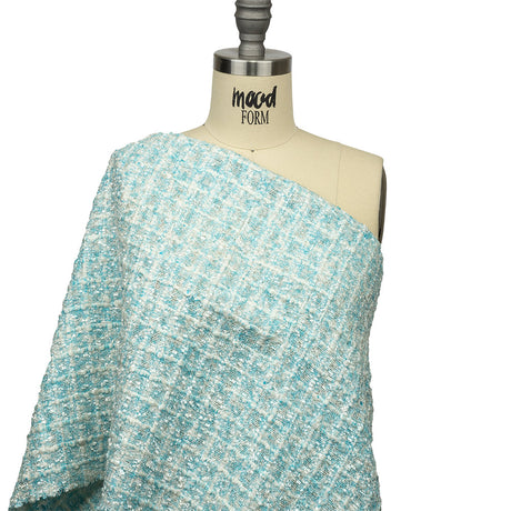 Newcastle Dawn Blue and White Viscose and Acrylic Chenille Tweed