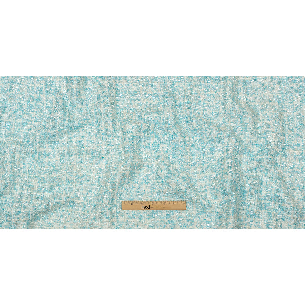 Newcastle Dawn Blue and White Viscose and Acrylic Chenille Tweed