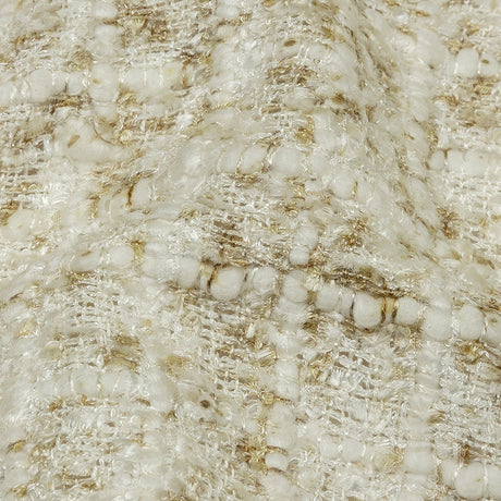 Newcastle Beige and White Viscose and Acrylic Chenille Tweed