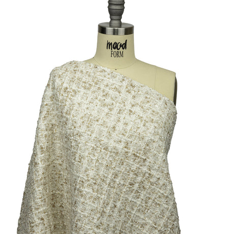 Newcastle Beige and White Viscose and Acrylic Chenille Tweed