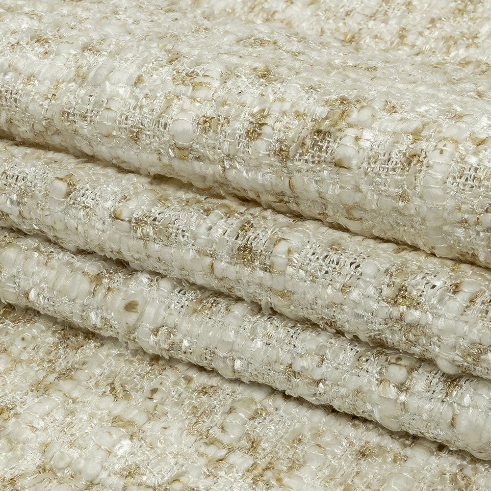 Newcastle Beige and White Viscose and Acrylic Chenille Tweed