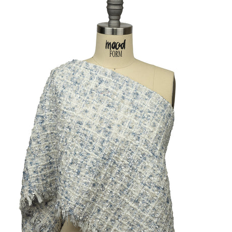 Newcastle Blue and Frost Mint Viscose and Acrylic Chenille Tweed