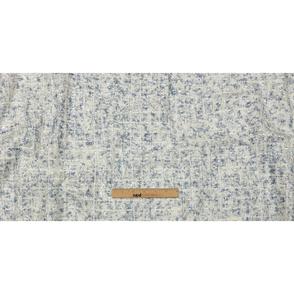 Newcastle Blue and Frost Mint Viscose and Acrylic Chenille Tweed