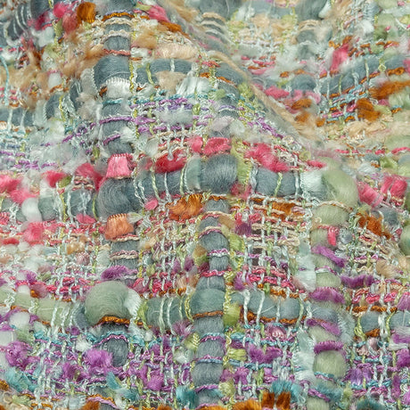 Newcastle Sage, Pink and Lilac Ash Viscose and Acrylic Chenille Tweed