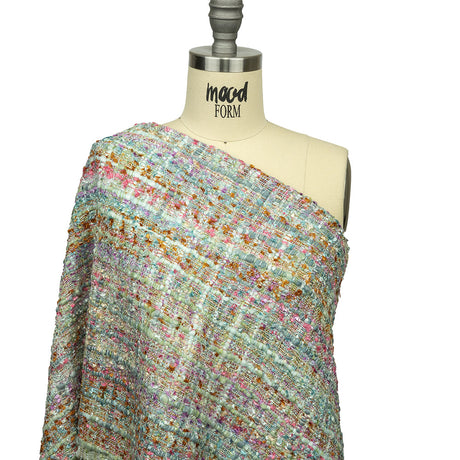 Newcastle Sage, Pink and Lilac Ash Viscose and Acrylic Chenille Tweed