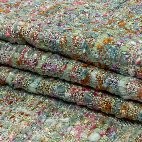 Newcastle Sage, Pink and Lilac Ash Viscose and Acrylic Chenille Tweed