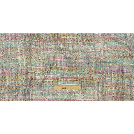Newcastle Sage, Pink and Lilac Ash Viscose and Acrylic Chenille Tweed