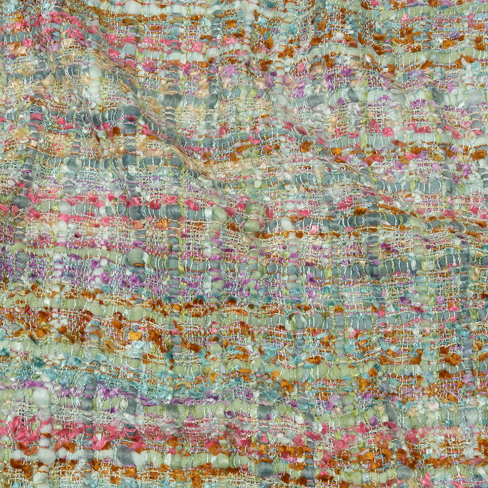 Newcastle Sage, Pink and Lilac Ash Viscose and Acrylic Chenille Tweed