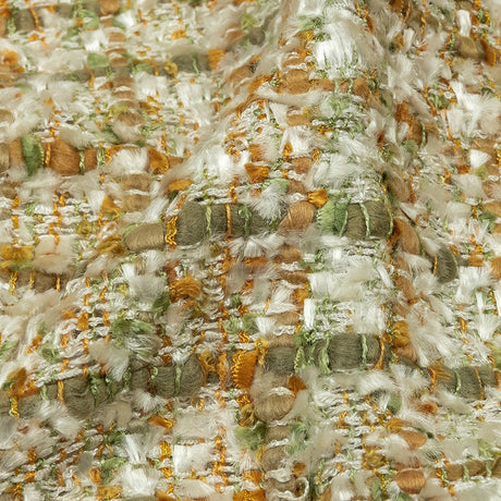 Newcastle Green, Mustard and Silver Birch Viscose and Acrylic Chenille Tweed