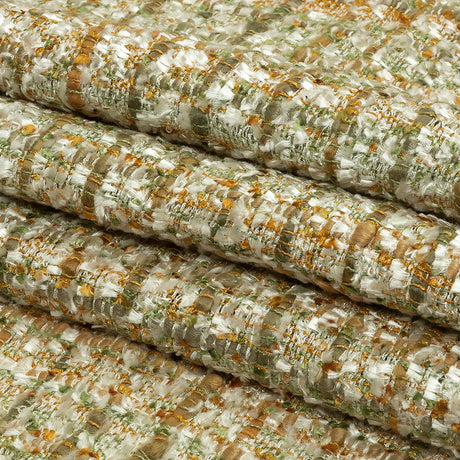 Newcastle Green, Mustard and Silver Birch Viscose and Acrylic Chenille Tweed