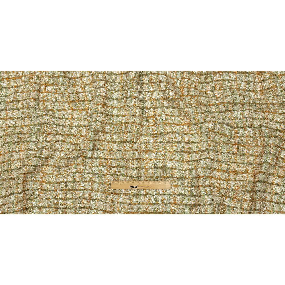 Newcastle Green, Mustard and Silver Birch Viscose and Acrylic Chenille Tweed
