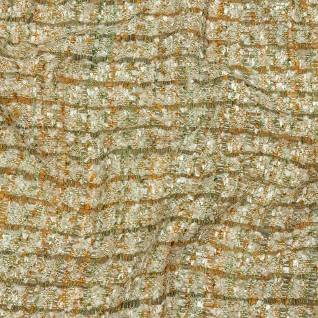 Newcastle Green, Mustard and Silver Birch Viscose and Acrylic Chenille Tweed