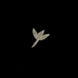 Platinum Frosting and Warm Gray Beaded Leaf Applique - 2" x 2.375"