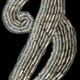 Platinum Frosting and Ice Flow Bugle and Seed Beaded Applique - 6.125" x 2"