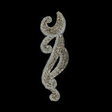 Platinum Frosting and Ice Flow Bugle and Seed Beaded Applique - 6.125" x 2"