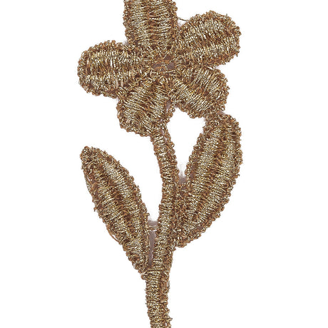 Metallic Glamour Gold Flower Cotton and Lurex Applique - 2.375" x 1"