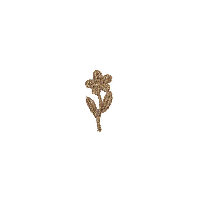 Metallic Glamour Gold Flower Cotton and Lurex Applique - 2.375" x 1"