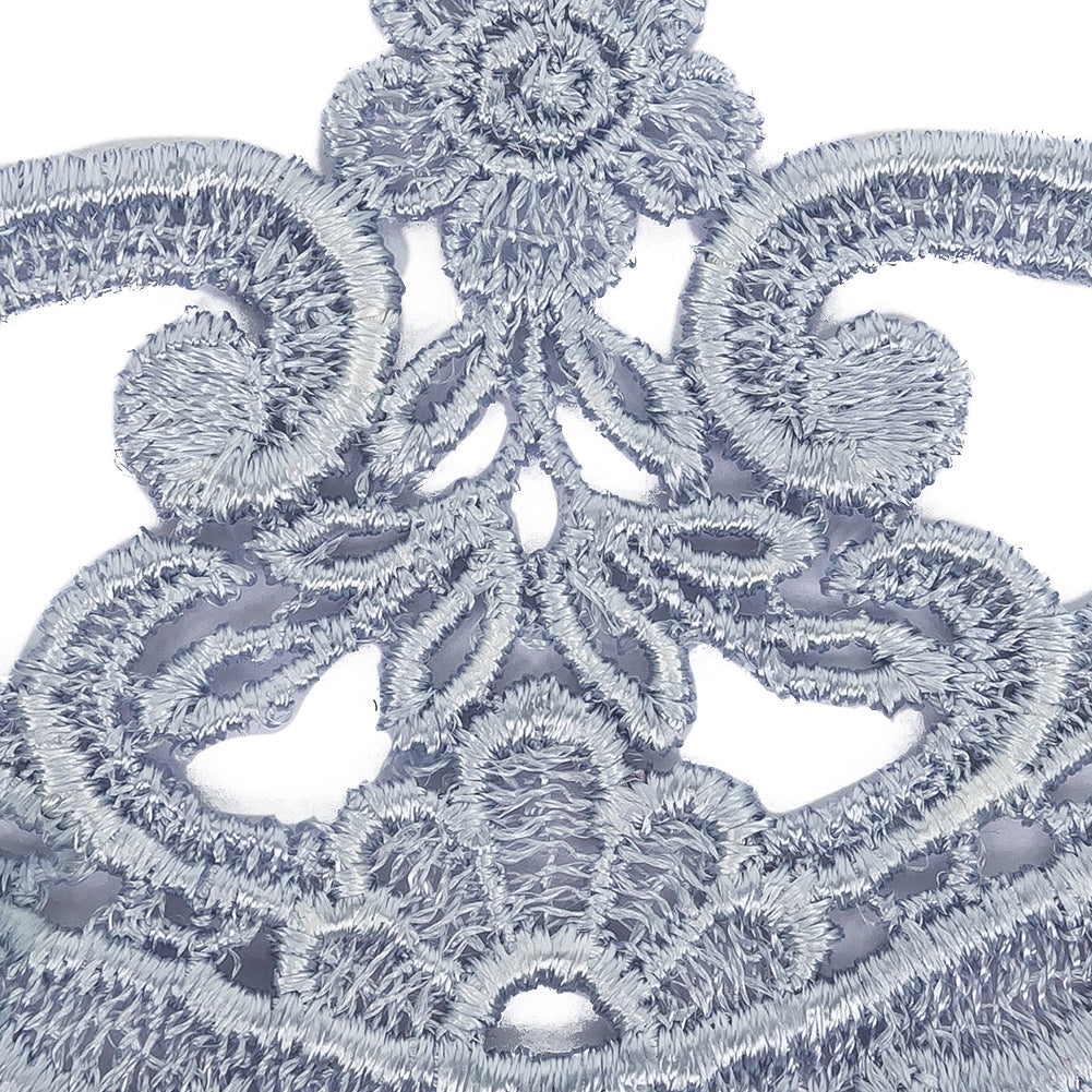 Periwinkle Blue Floral Rayon Blend Applique - 2.875" x 3"