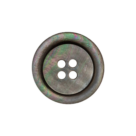 Italian Charcoal Gray, Green and Magenta Iridescent 4-Hole Tire Rim Shell Button - 36L/23mm