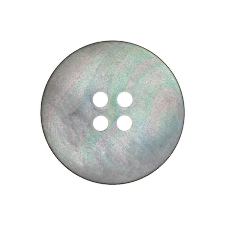 Antique Silver and Fair Green Iridescent 4-Hole Narrow Rim Shell Button - 40L/25.5mm