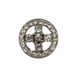 Italian Crystal Rhinestones and Silver Metal Shank Back Button - 34L/21.5mm