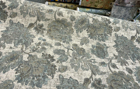 Swavelle Vintage Floral Chenille Goddess Moss Green Fabric - Moss Green Floral Pattern, 57" Width (1 Yard)