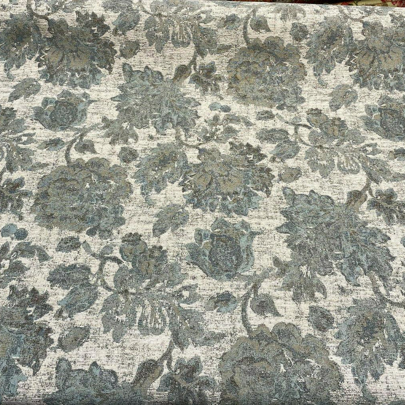 Swavelle Vintage Floral Chenille Goddess Moss Green Fabric - Moss Green Floral Pattern, 57" Width (1 Yard)