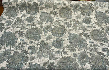 Swavelle Vintage Floral Chenille Goddess Moss Green Fabric - Moss Green Floral Pattern, 57" Width (1 Yard)