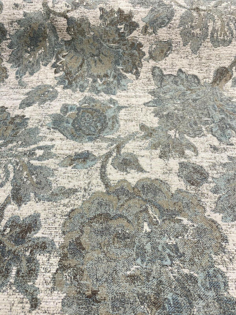 Swavelle Vintage Floral Chenille Goddess Moss Green Fabric - Moss Green Floral Pattern, 57" Width (1 Yard)