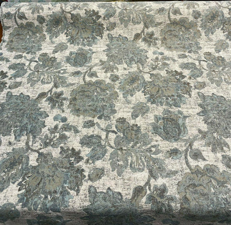 Swavelle Vintage Floral Chenille Goddess Moss Green Fabric - Moss Green Floral Pattern, 57" Width (1 Yard)