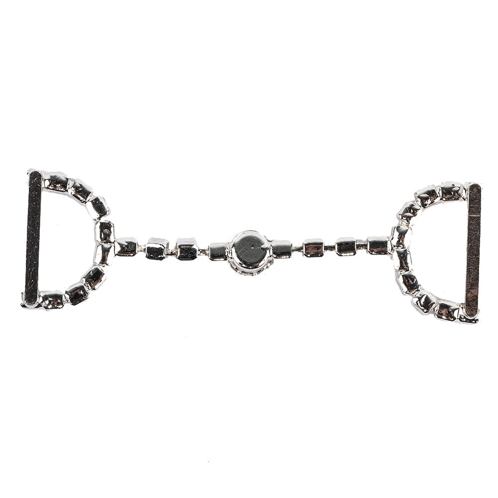 Vintage Swarovski Crystal Rhinestones and Silver Metal Dress Trim Ornament - 0.875" x 2.625"