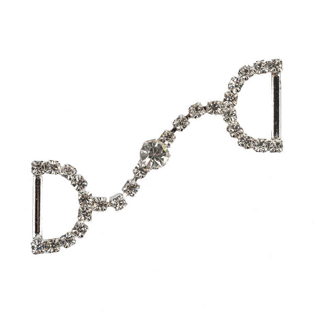 Vintage Swarovski Crystal Rhinestones and Silver Metal Dress Trim Ornament - 0.875" x 2.625"