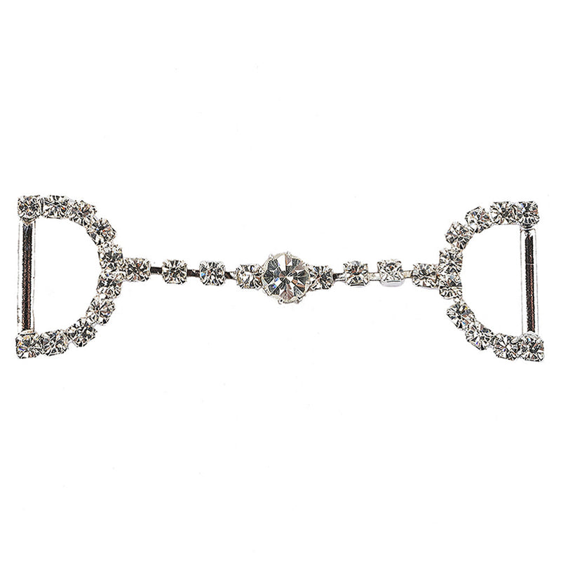 Vintage Swarovski Crystal Rhinestones and Silver Metal Dress Trim Ornament - 0.875" x 2.625"