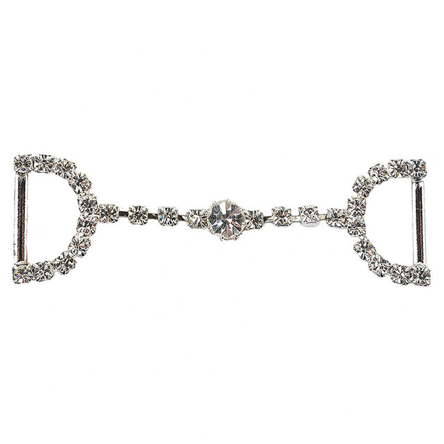 Vintage Swarovski Crystal Rhinestones and Silver Metal Dress Trim Ornament - 0.875" x 2.625"