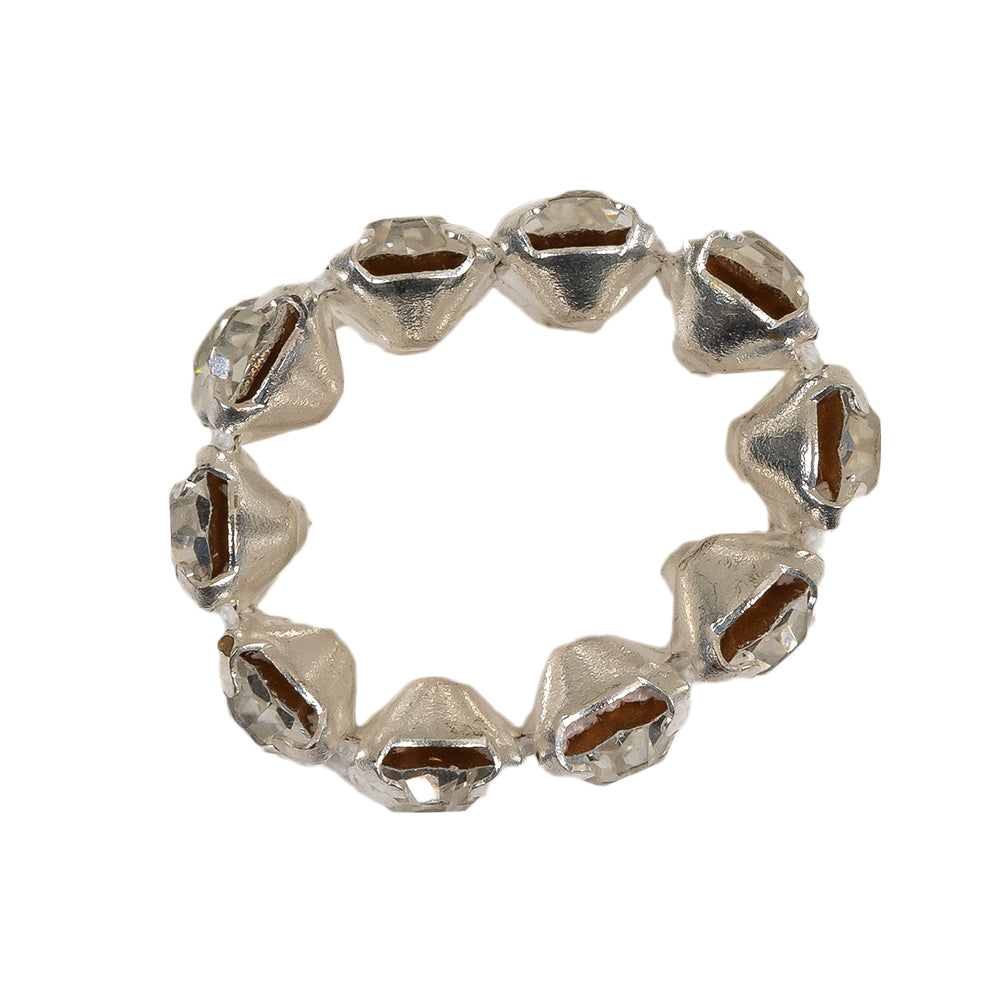 Vintage Crystal and Silver Two-Row Rhinestone Ring - 0.375"