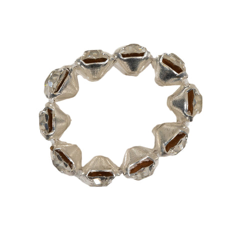 Vintage Crystal and Silver Two-Row Rhinestone Ring - 0.375"