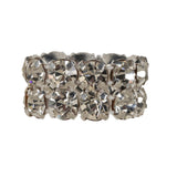 Vintage Crystal and Silver Two-Row Rhinestone Ring - 0.375"