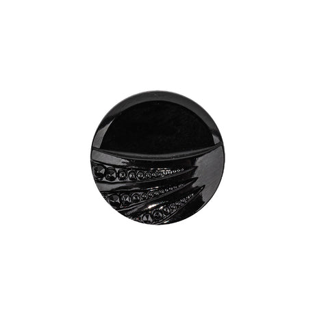 Vintage Black Classical Shank Back Glass Button - 28L/18mm