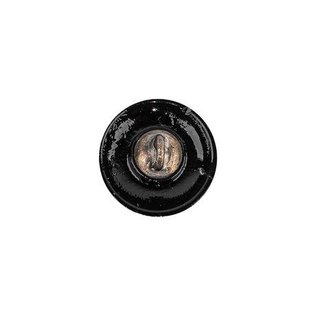Vintage Blue Iris and Black Classical Shank Back Glass Button - 22L/14mm